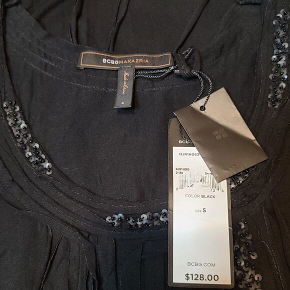 BCBG MAXAZRIA Black Sequined Tank NWT Small - Picture 4 of 4